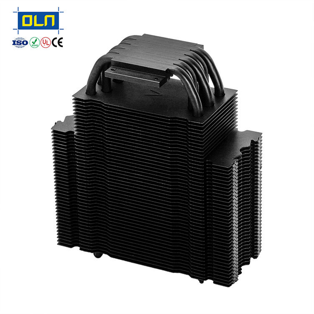 Oulian OEM Black CNC Customized buckled Aluminum High Power 400W Heatpipes Heat Sink for Server