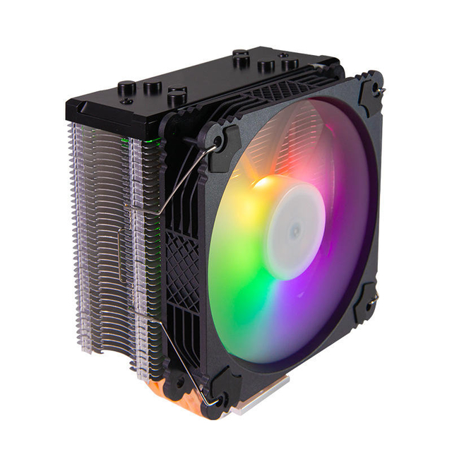 Oulian OEM Glowing computer radiator Copper pipe Server Heat Sink LED colorful Temperature Control heat sink with DC cooling fan