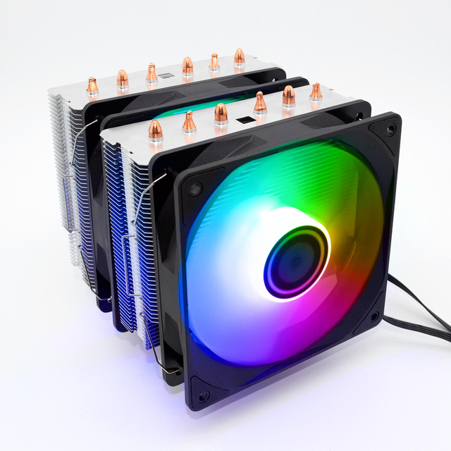 wholesale cheap price 12V colorful Air cooler Heat Sink silent desktop CPU cooling radiator with colorful LED Lighting fans
